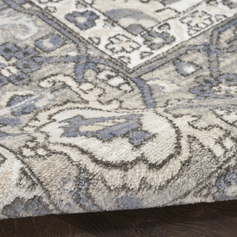 9' X 12' Cream Floral Power Loom Area Rug